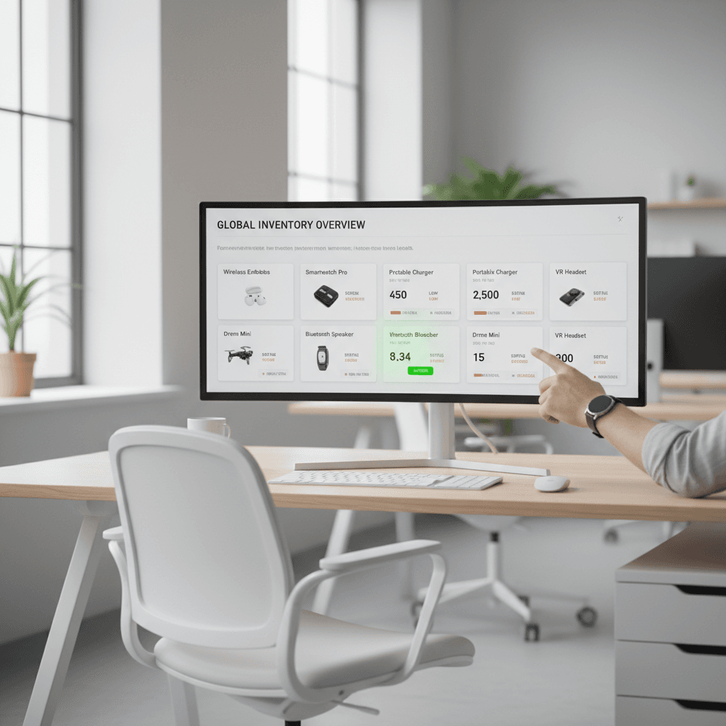 Real-time inventory dashboard showing product stock levels