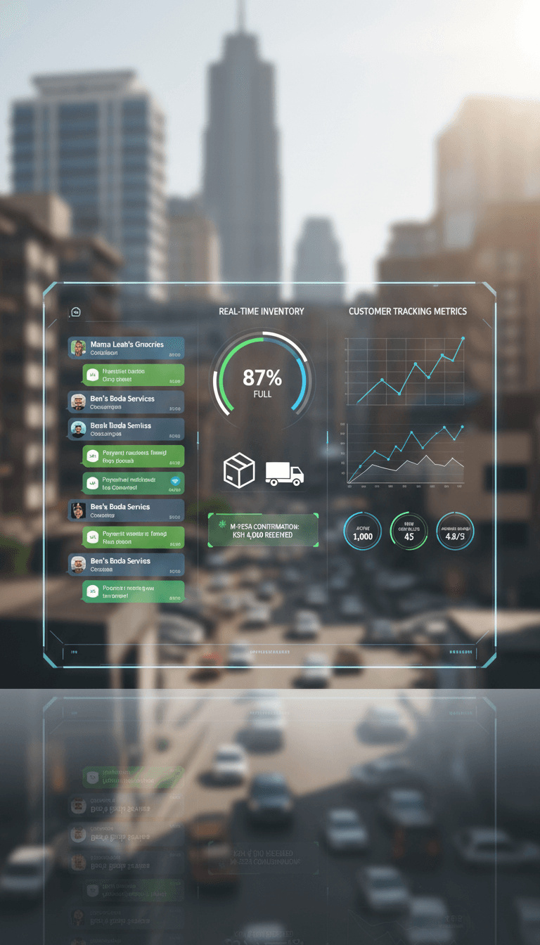 Jumuika Hub KE dashboard showing WhatsApp automation and inventory management
